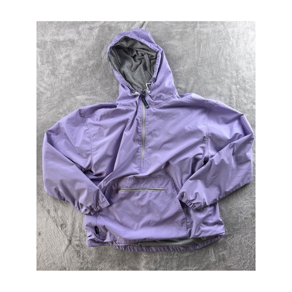 Charles River Womens Hooded Anorak Pullover Jacket Size‎ Large Purple Gorpcore